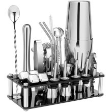 Yuming factory 23Pcs bar tool set Cocktail Shaker Set with acrylic Stand,Bartending Kit with variious bar tools